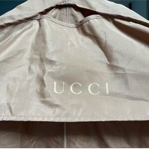 Gucci Light Brown Zip Up Garment Travel Bag and Gucci Wood Hanger